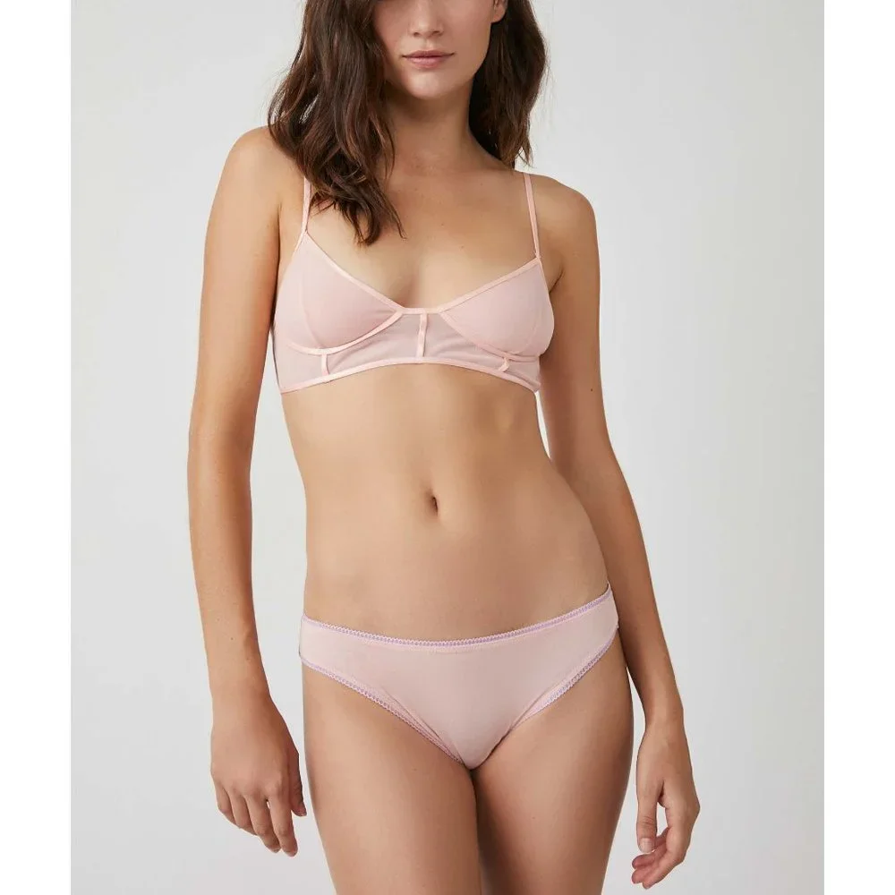 🎉 LAST CHANCE🎉 FREE PEOPLE Moonlight Mesh Corset Bra / Pink Frosting - Picture 2 of 5
